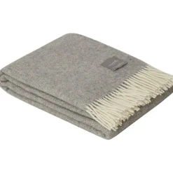 Wool Fishbone Blanket 130x170 cm, Light Grey/Off-white